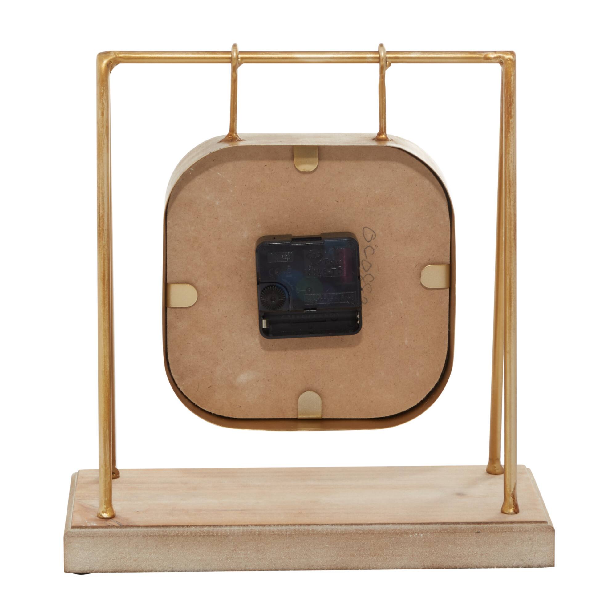 11" Gold Wood Farmhouse Swing Clock